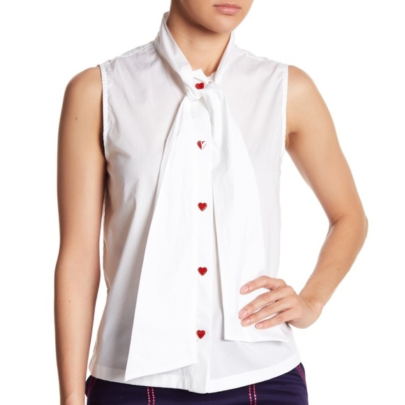 NWT MOSCHINO BOUTIQUE Button-up Hearts Bow Collar - Picture 4 of 7